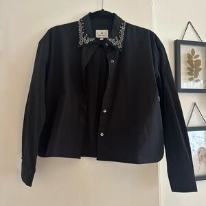 Tuckernuck Black Shirt with Embellished Collar